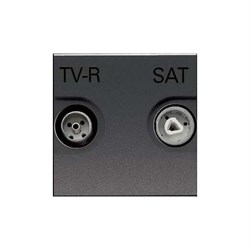 Розетка TV-R-SAT одиночная с накладкой, серия Zenit, цвет антрацит - фото 117006