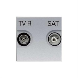 Розетка TV-R-SAT одиночная с накладкой, серия Zenit, цвет серебристый - фото 117012
