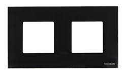 Рамка 2-постовая, серия Zenit, стекло чёрное - фото 117052
