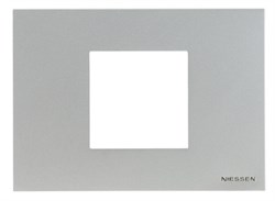 Рамка итальянского стандарта на 2 модуля, серия Zenit, цвет серебристый - фото 117185