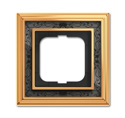 Рамка 1-постовая, серия Династия, Латунь полированная, черная роспись - фото 117379