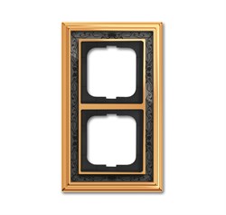 Рамка 2-постовая, серия Династия, Латунь полированная, черная роспись - фото 117389