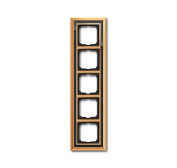 Рамка 5-постовая, серия Династия, Латунь полированная, черное стекло - фото 117422