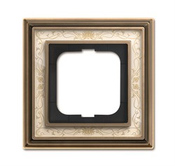 Рамка 1-постовая, серия Династия, Латунь античная, белая роспись - фото 117440