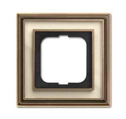 Рамка 1-постовая, серия Династия, Латунь античная, белое стекло - фото 117441