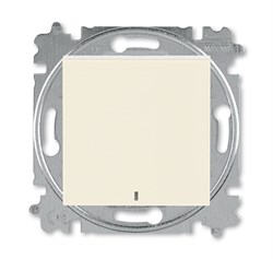 Выключатель кнопочный одноклавишный с подсветкой ABB Levit слоновая кость / белый - фото 118450