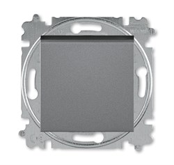 Переключатель кнопочный одноклавишный ABB Levit сталь / дымчатый чёрный - фото 118539