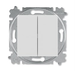 Выключатель кнопочный двухклавишный ABB Levit серый / белый - фото 118847