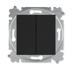 Выключатель кнопочный двухклавишный ABB Levit антрацит / дымчатый чёрный - фото 118867