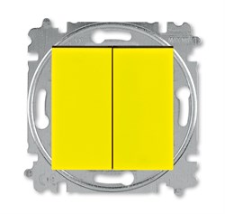 Выключатель кнопочный двухклавишный ABB Levit жёлтый / дымчатый чёрный - фото 118868