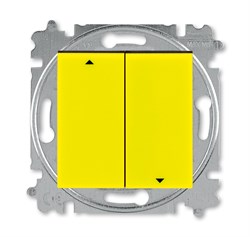 Выключатель жалюзи двухклавишный ABB Levit с фиксацией клавиш жёлтый / дымчатый чёрный - фото 118937