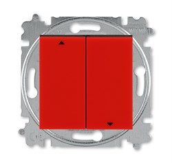 Выключатель жалюзи двухклавишный ABB Levit с фиксацией клавиш красный / дымчатый чёрный - фото 118945