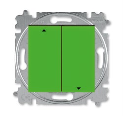 Выключатель жалюзи двухклавишный ABB Levit с фиксацией клавиш зелёный / дымчатый чёрный - фото 118955