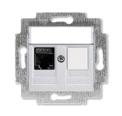 Розетка информационная ABB Levit RJ45 категория 6 и заглушка серебро - фото 118967