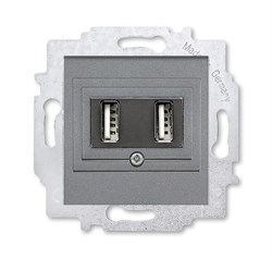 USB зарядка двойная ABB Levit сталь - фото 119070