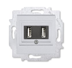 USB зарядка двойная ABB Levit серебро - фото 119072