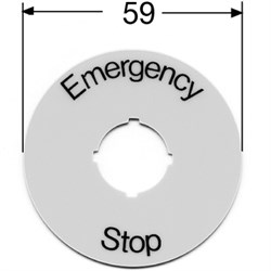 Шильдик круглый алюминиевый желтый Emergency Stop для кнопо к Грибок - фото 120748
