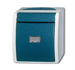 Переключатель 1-клавишный, с подсветкой, IP44, для открытого монтажа, серия ocean, цвет серый/сине-зелёный - фото 124761