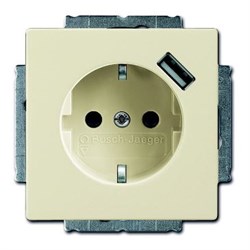 Розетка SCHUKO 16А 250В с защитными шторками, с устройством зарядным USB 700мА, серия Future/Axcent/Carat/Династия, цвет слоновая ко - фото 129674