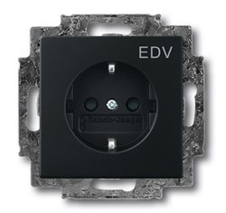 "Розетка SCHUKO 16А 250В с защитными шторками, с маркировкой ""EDV"", серия Future/Axcent/Carat/Династия, цвет чёрный бархат" - фото 129682