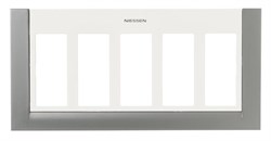 Панель лицевая для бокса рабочего места открытого/скрытого монтажа на 3 двойных адаптера с декоративной накладкой, цвет титан - фото 132615