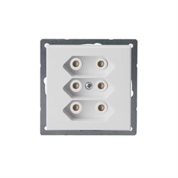 Розетка 3*EuroSocket 6А 230В, без заземления, белый - фото 137617