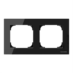 Рамка 2-постовая, серия SKY, цвет стекло чёрное - фото 137928