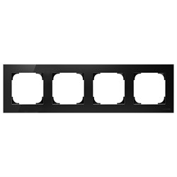 Рамка 4-постовая, серия SKY, цвет стекло чёрное - фото 137951