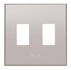 Накладка для механизма 2хUSB зарядного устройства, серия SKY, цвет серебристый алюминий - фото 142064