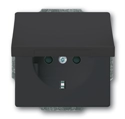 Розетка SCHUKO 16А 250В с защитными шторками, с крышкой, без лапок, серия future, цвет антрацит - фото 144041