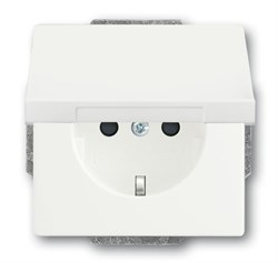 Розетка SCHUKO 16А 250В с защитными шторками, с крышкой, без лапок, серия future, цвет белый бархат - фото 144057