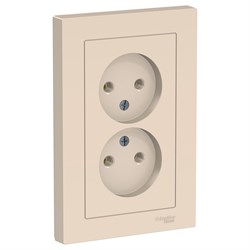 ATLASDESIGN РОЗЕТКА двойная без заземления,16А, в сборе, БЕЖЕВЫЙ - фото 147690