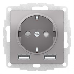 ATLASDESIGN РОЗЕТКА 16А c 2 USB A+A, 5В/2,4А, 2х5В/1,2А, механизм, АЛЮМИНИЙ - фото 147748
