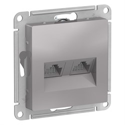 ATLASDESIGN РОЗЕТКА двойная компьютерная RJ45+RJ45, кат.5E, механизм, АЛЮМИНИЙ - фото 147774