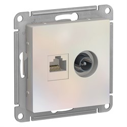 ATLASDESIGN РОЗЕТКА двойная ТВ + компьютерная RJ45, кат. 5Е, ЖЕМЧУГ - фото 147825