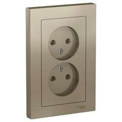 ATLASDESIGN РОЗЕТКА двойная без заземления,16А, в сборе, ШАМПАНЬ - фото 147841