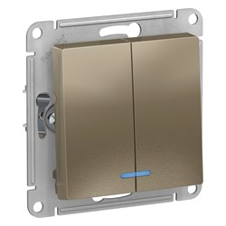 ATLASDESIGN 2-клавишный ВЫКЛЮЧАТЕЛЬ с подсветкой, сх.5а, 10АХ, механизм, ШАМПАНЬ - фото 147861