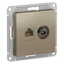 ATLASDESIGN РОЗЕТКА двойная ТВ + компьютерная RJ45, кат. 5Е, ШАМПАНЬ - фото 147873