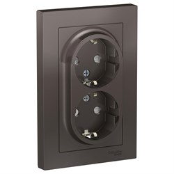 ATLASDESIGN РОЗЕТКА двойная с заземлением со шторками, 16А, в сборе, МОККО - фото 147892