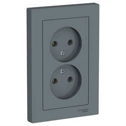 ATLASDESIGN РОЗЕТКА двойная без заземления,16А, в сборе, ГРИФЕЛЬ - фото 147937