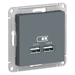 ATLASDESIGN USB РОЗЕТКА A+A, 5В/2,1 А, 2х5В/1,05 А, механизм, ГРИФЕЛЬ - фото 147942