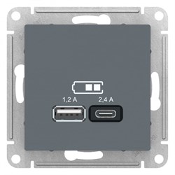 ATLASDESIGN USB РОЗЕТКА A+С, 5В/2,4А, 2х5В/1,2А, механизм, ГРИФЕЛЬ - фото 147945