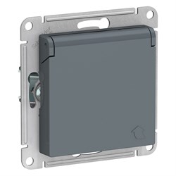 ATLASDESIGN РОЗЕТКА с заземл. со шторками с крышк, 16А, IP20, механизм, ГРИФЕЛЬ - фото 147952