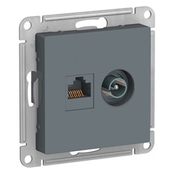 ATLASDESIGN РОЗЕТКА двойная ТВ + компьютерная RJ45, кат. 5Е, ГРИФЕЛЬ - фото 147968
