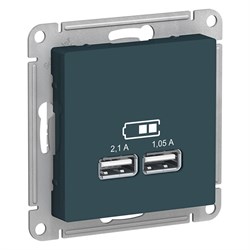 ATLASDESIGN USB РОЗЕТКА A+A, 5В/2,1 А, 2х5В/1,05 А, механизм, ИЗУМРУД - фото 147991