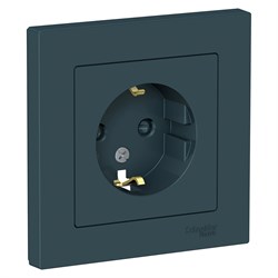 ATLASDESIGN РОЗЕТКА с заземлением со шторками, 16А, в сборе, ИЗУМРУД - фото 147999