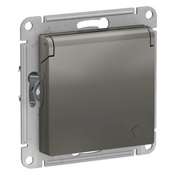 ATLASDESIGN РОЗЕТКА с заземл. со шторками с крышкой, 16А, IP20, механизм, СТАЛЬ - фото 148049