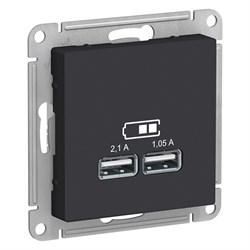 ATLASDESIGN USB РОЗЕТКА A+A, 5В/2,1 А, 2х5В/1,05 А, механизм, КАРБОН - фото 148090
