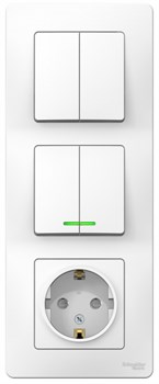 BLANCA С/У БЛОК: РОЗЕТ з/к шт 16А, 250В + ВЫКЛ 2-кл. с подсв. + ВЫКЛ 2-кл. БЕЛЫЙ - фото 148221