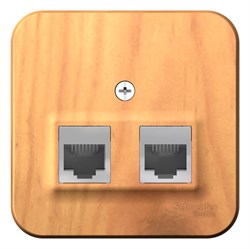 BLANCA О/У РОЗЕТКА двойная компьютерная RJ45, кат.5E, ИЗОЛ.ПЛ.,ЯСЕНЬ - фото 148294